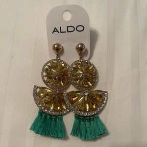 Aldo Lemon Yellow & Green Tassel Earrings